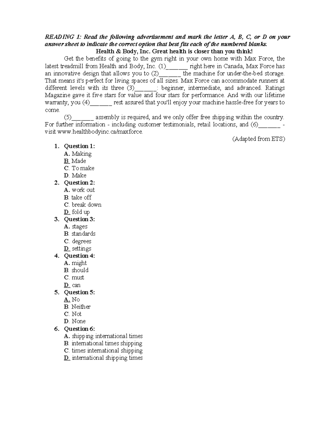 D11 1-6: Advertisement Comprehension Questions and Answers - Studocu