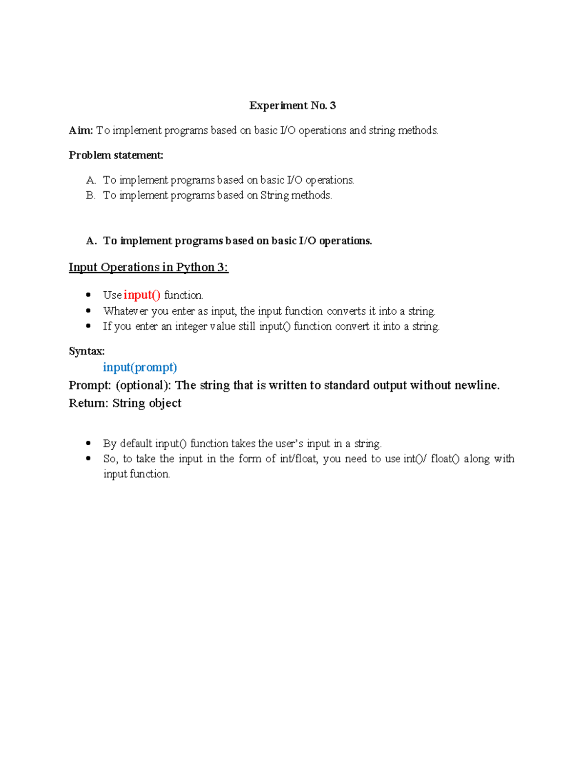 Exp3 - Python I/O & String Methods Programming Guide - Studocu