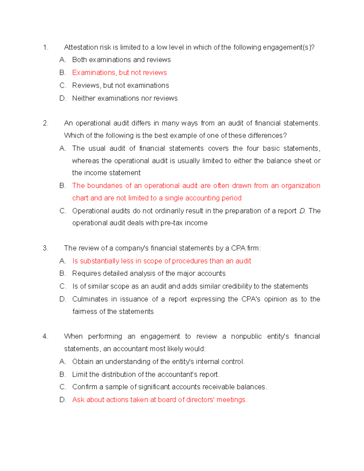 Audit Theory Quiz 2: Key Concepts & Practice Questions - Studocu