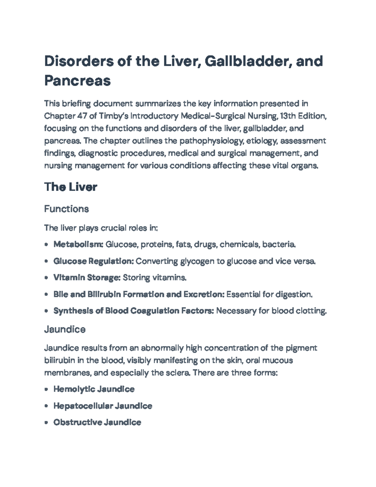 Disorders of the Liver, Gallbladder, and Pancreas - Nursing Insights ...