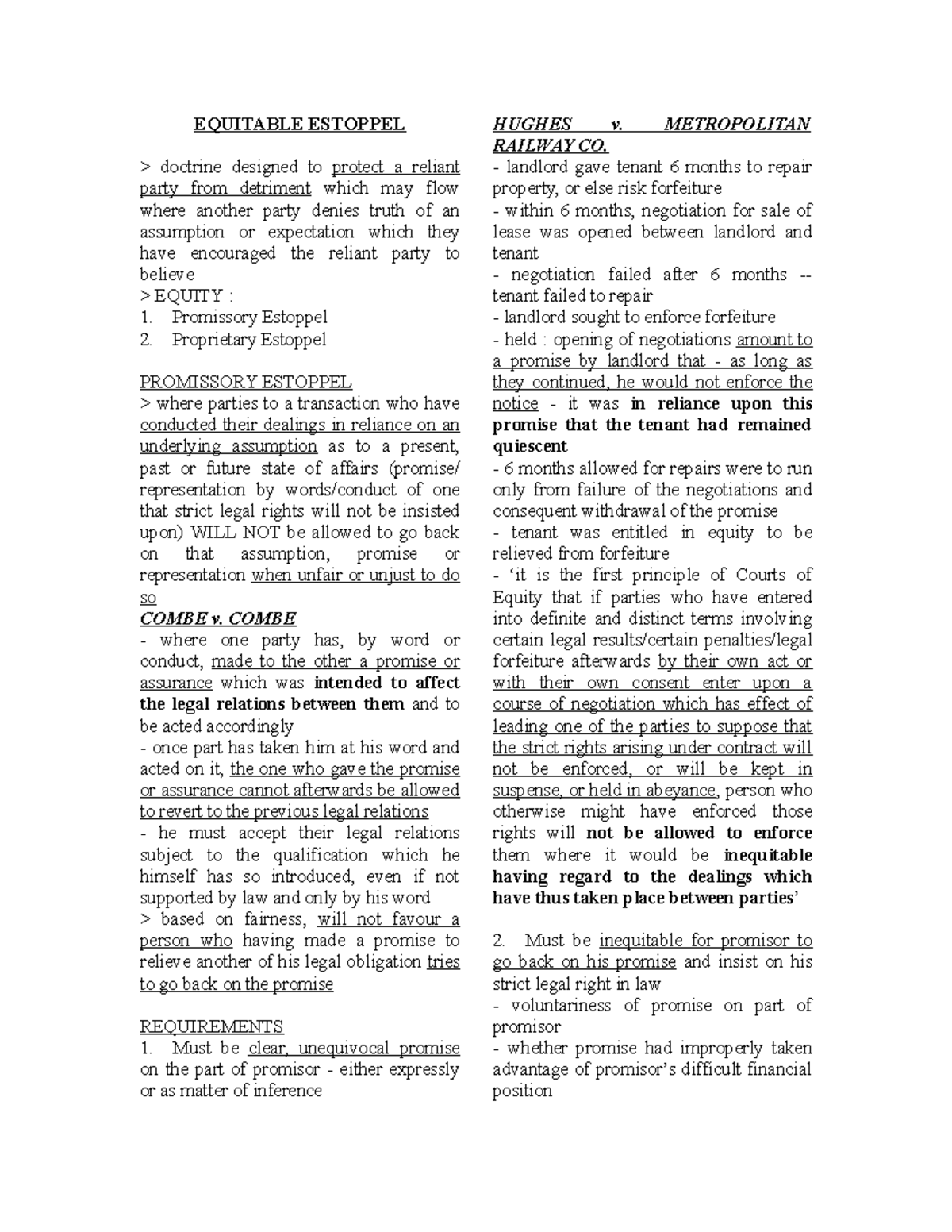 Equitable Estoppel: Key Principles and Case Law Analysis - Studocu