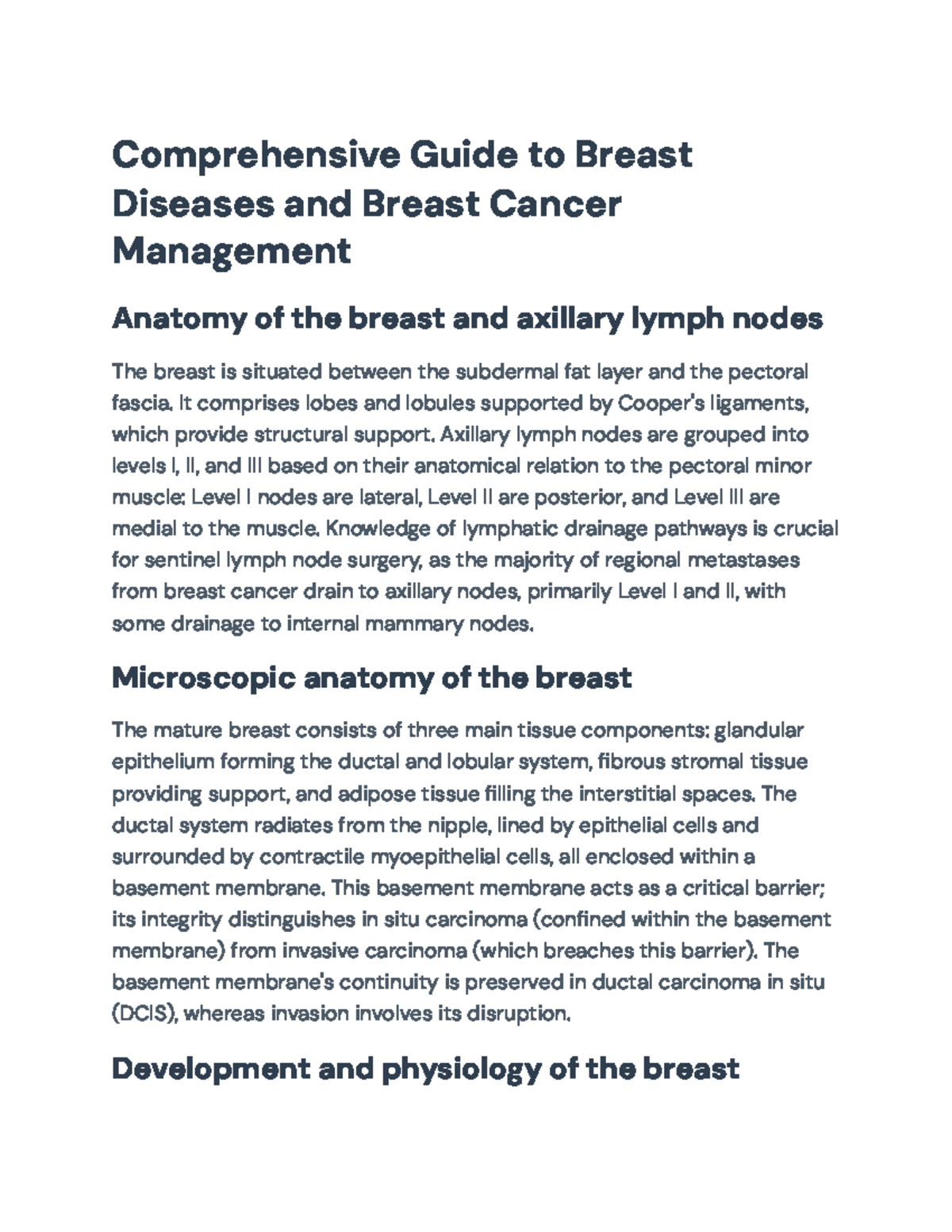 Comprehensive Overview of Breast Diseases & Cancer Management (MED 101 ...