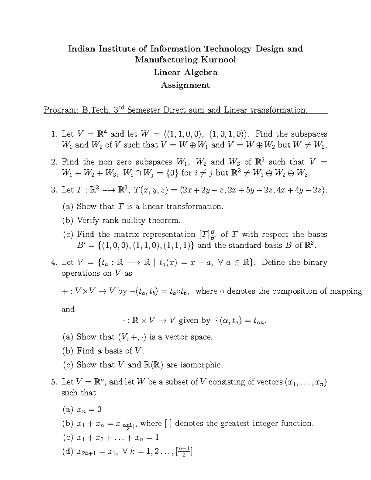 LA Unit3 - practice problems - Indian Institute of Information ...
