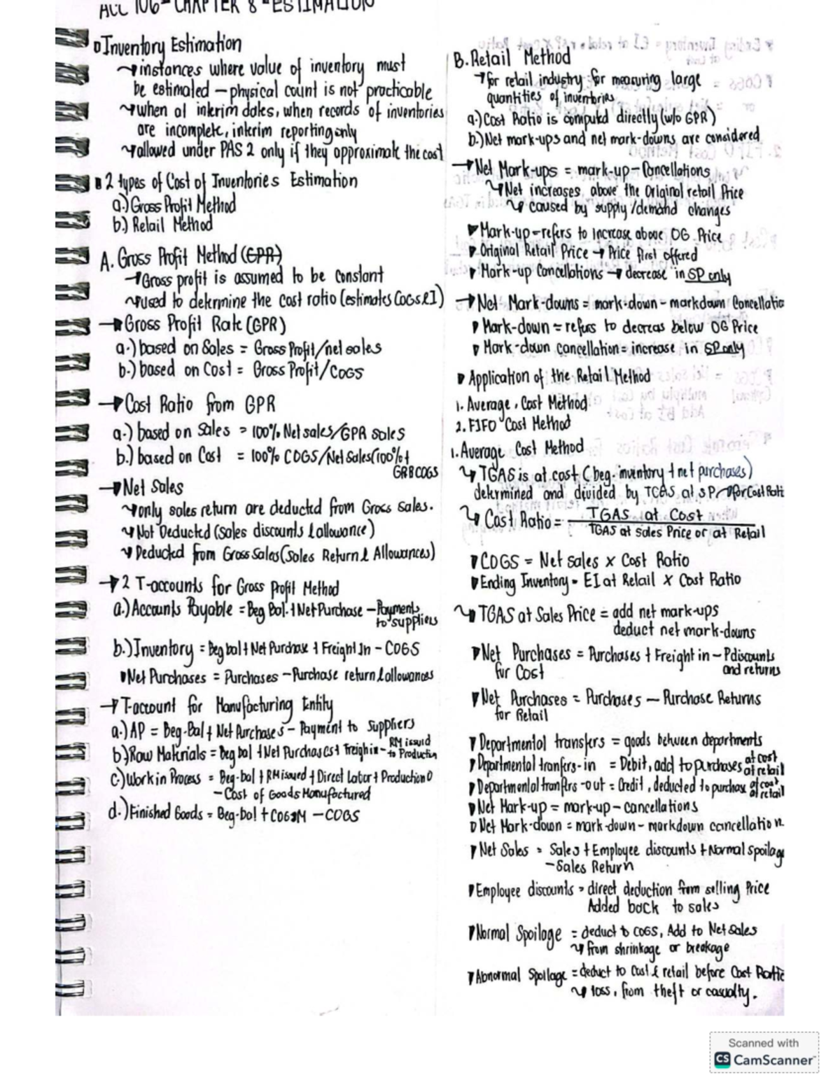 Inventory Estimation Notes: Retail Method & Gross Profit Method - Studocu