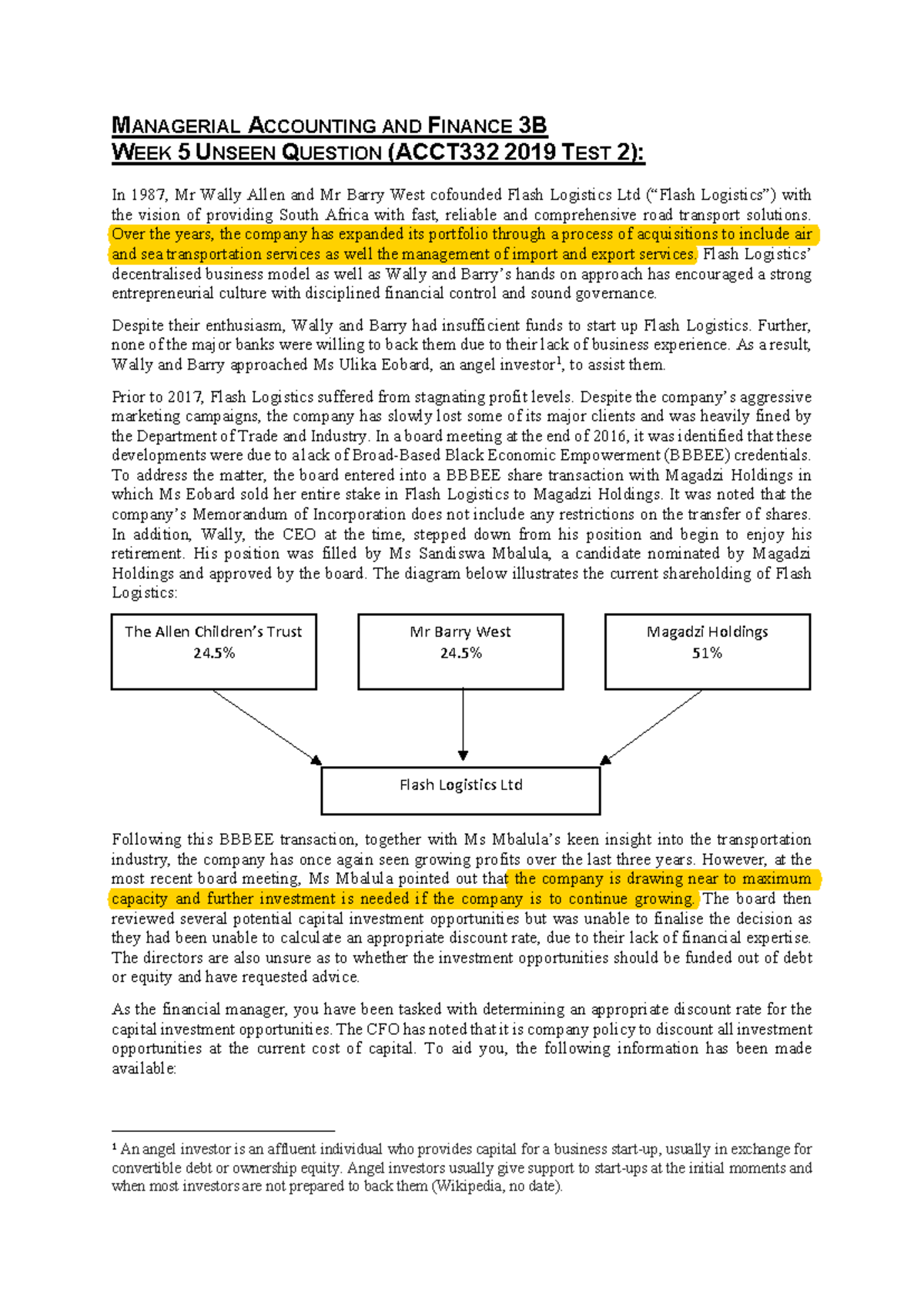 ACCT332 Week 5 Unseen Question: Flash Logistics Case Study Analysis ...