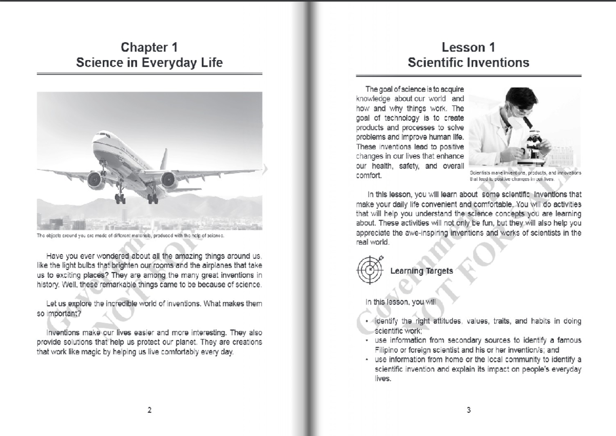 Chapter 1 Lesson 1: Scientific Inventions in Everyday Life (SCI101 ...