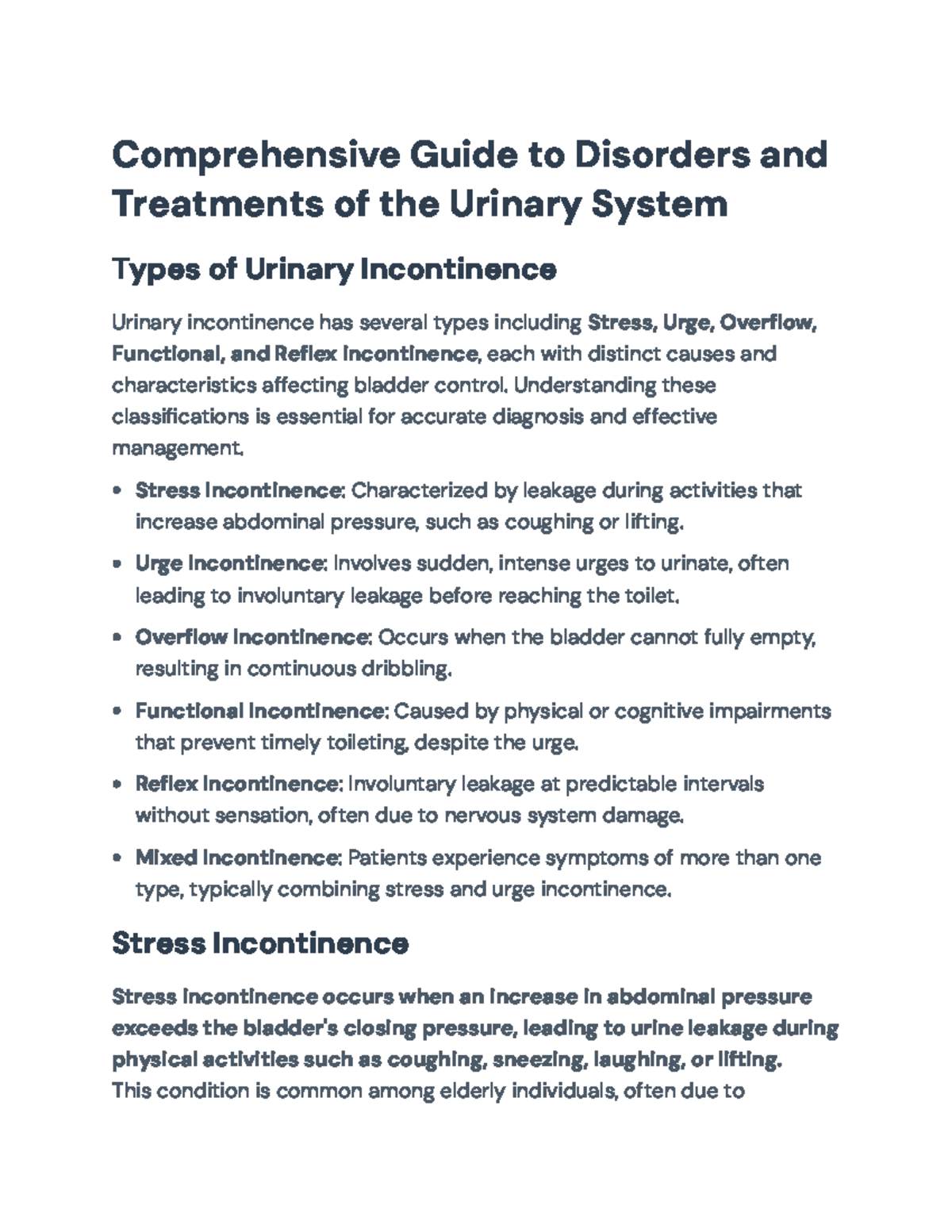 Comprehensive Overview of Urinary Disorders & Treatments (NURS 101 ...