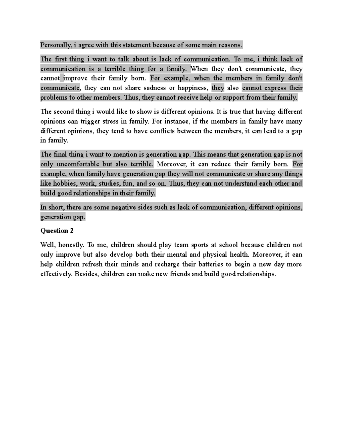Topic 7: Family Dynamics and Team Sports - English Essay Notes - Studocu