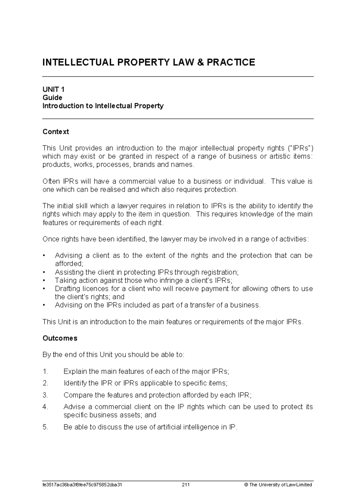 IP Module Guide: Introduction to Intellectual Property Law (Unit 1 ...