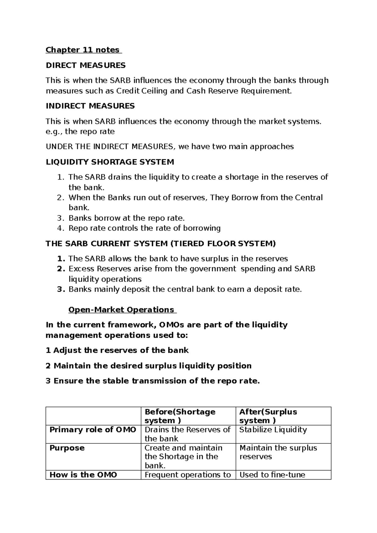 Chapter 11 Class Notes: Direct and Indirect Measures of SARB - Studocu