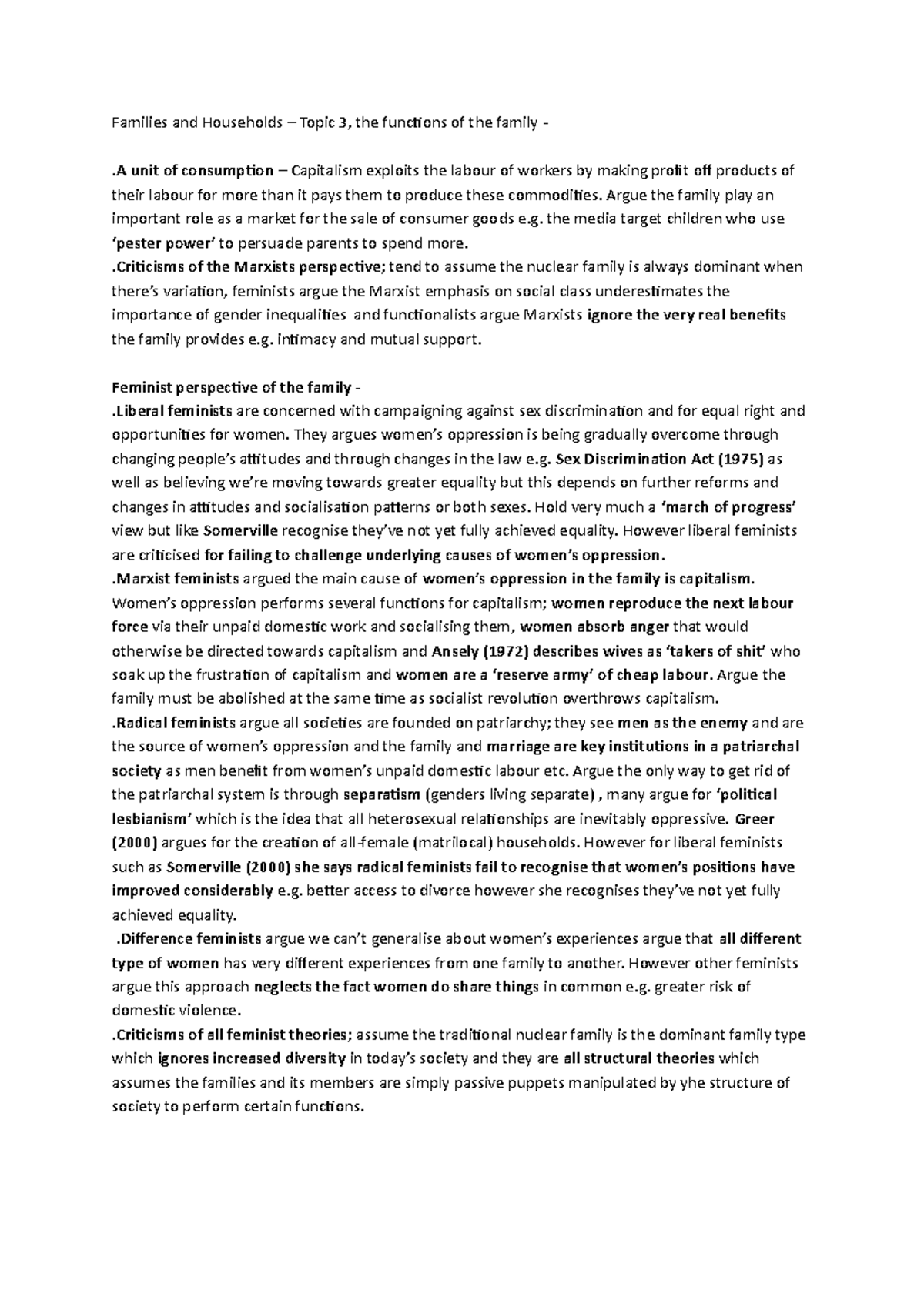 Families and Households Topic 3: The Role of Family in Society - Studocu