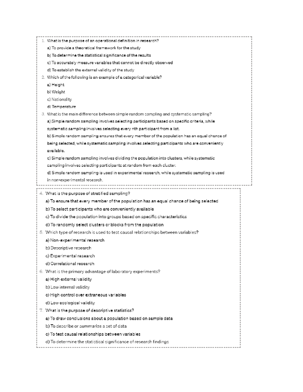 2032 Research Methods Practice Questions and Answers - Studocu