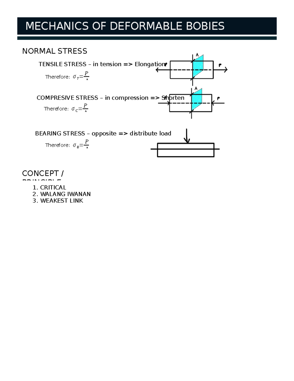 Mechanics - Formula notes - Civil Engineering - MECHANICS OF DEFORMABLE ...