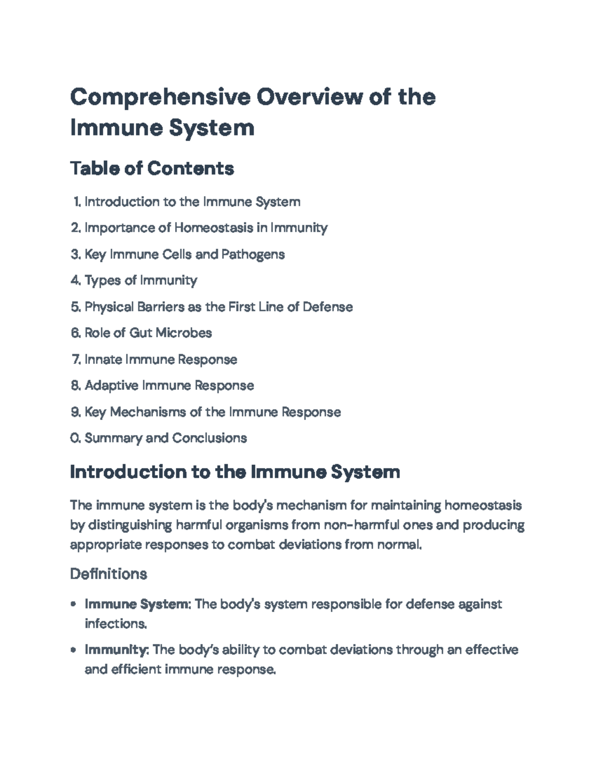 Comprehensive Notes on the Immune System: Key Mechanisms and Functions ...