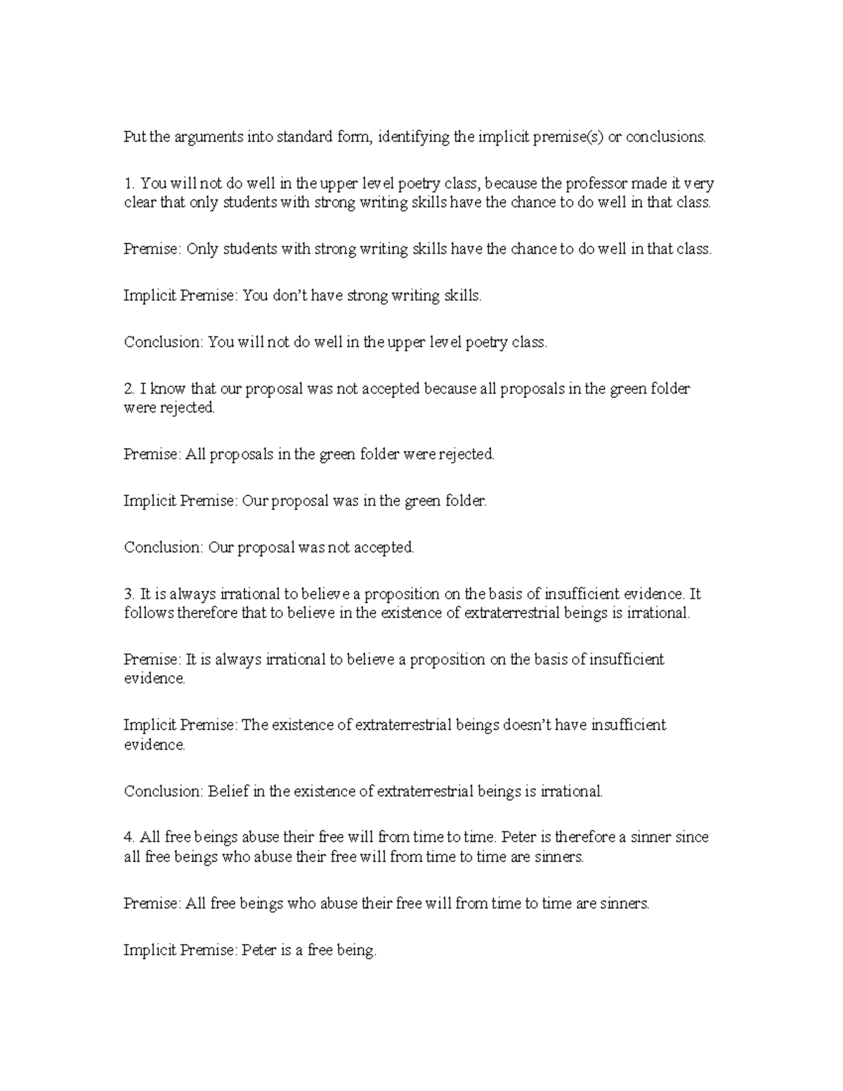 Standard form practice copy - Put the arguments into standard form ...