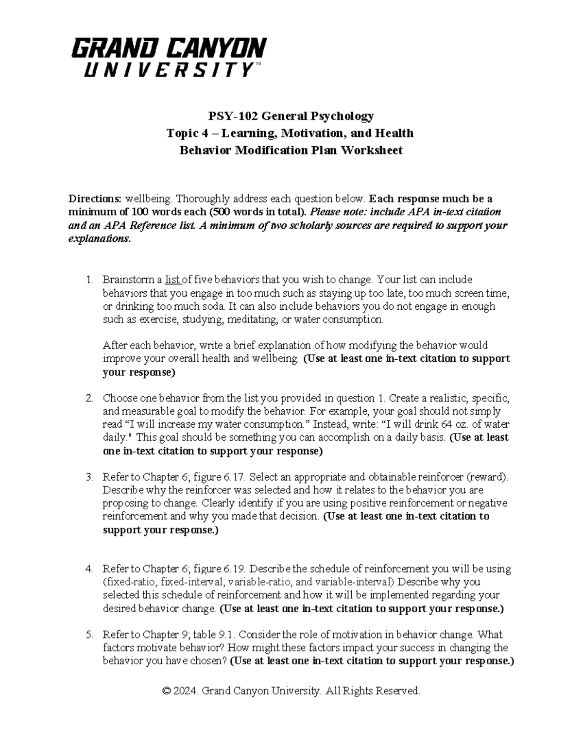 PSY-102-RS-T4-Behavior Modification Plan Worksheet Guide - Studocu