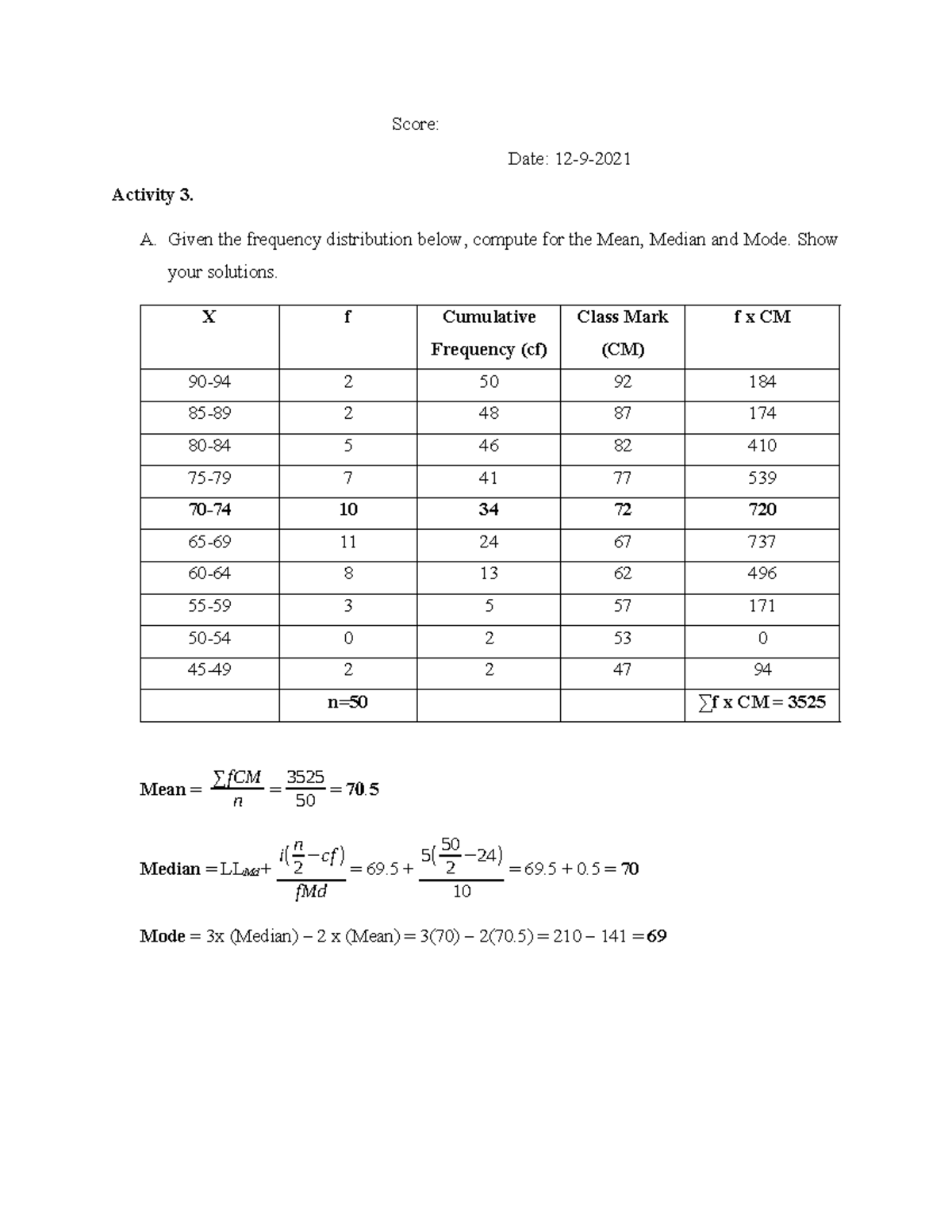 Stat 101: Mean, Median, Mode Calculations - Quiz Notes - Studocu