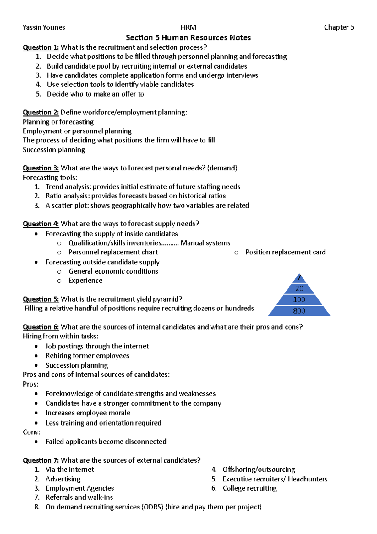 Section 5 Human Resources Notes - Yassin Younes HRM Chapter 5 Sec$on 5 ...