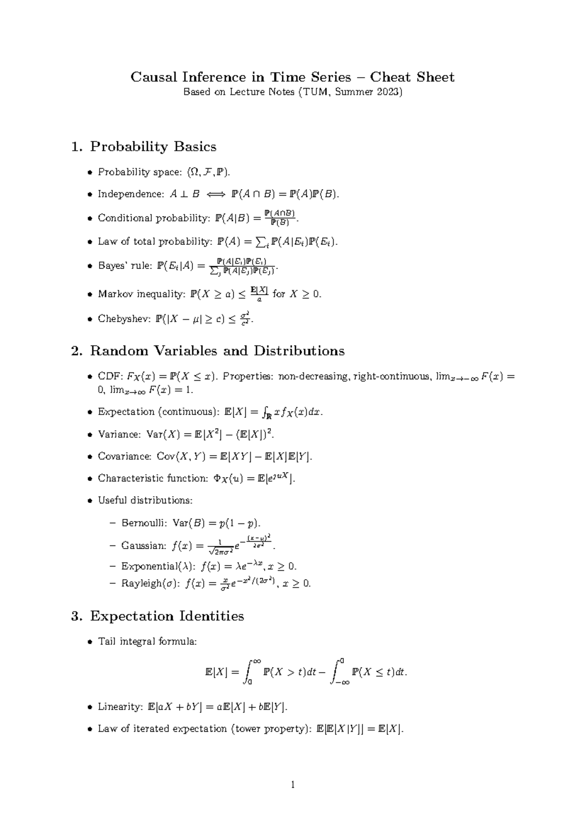 Causal Inference in Time Series Cheat Sheet (TUM, Summer 2023) - Studocu