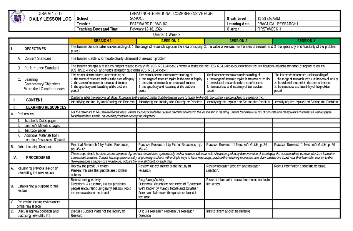 DLL PR I Week 3 - Understanding Research Topics & Problem Definition ...