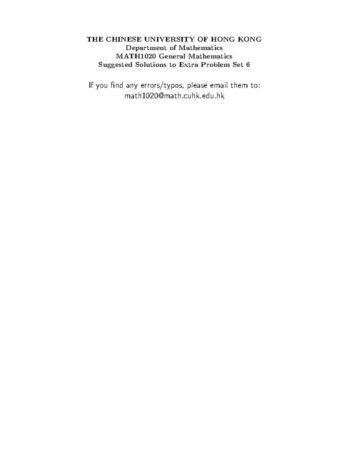 Extra 06 - THE CHINESE UNIVERSITY OF HONG KONG Department of ...