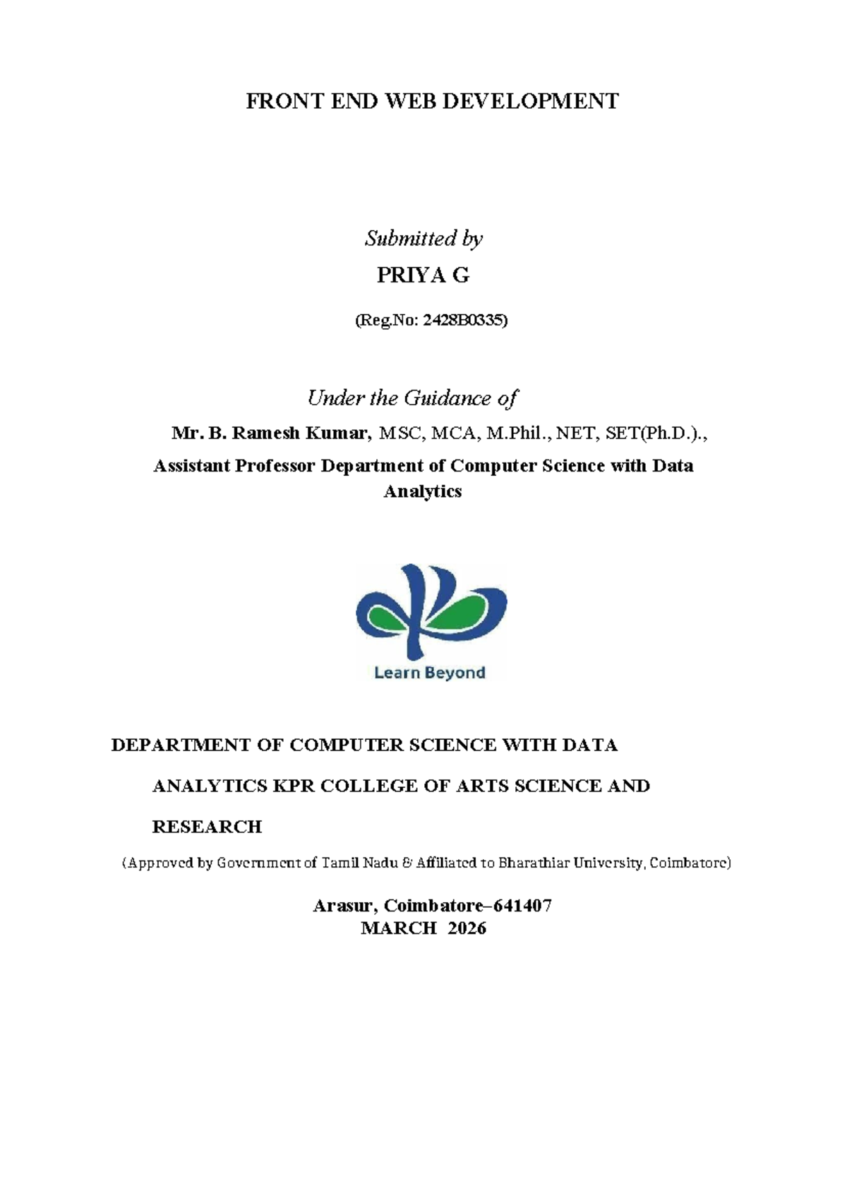 B.Sc. Computer Science with Data Analytics: Front End Web Development ...