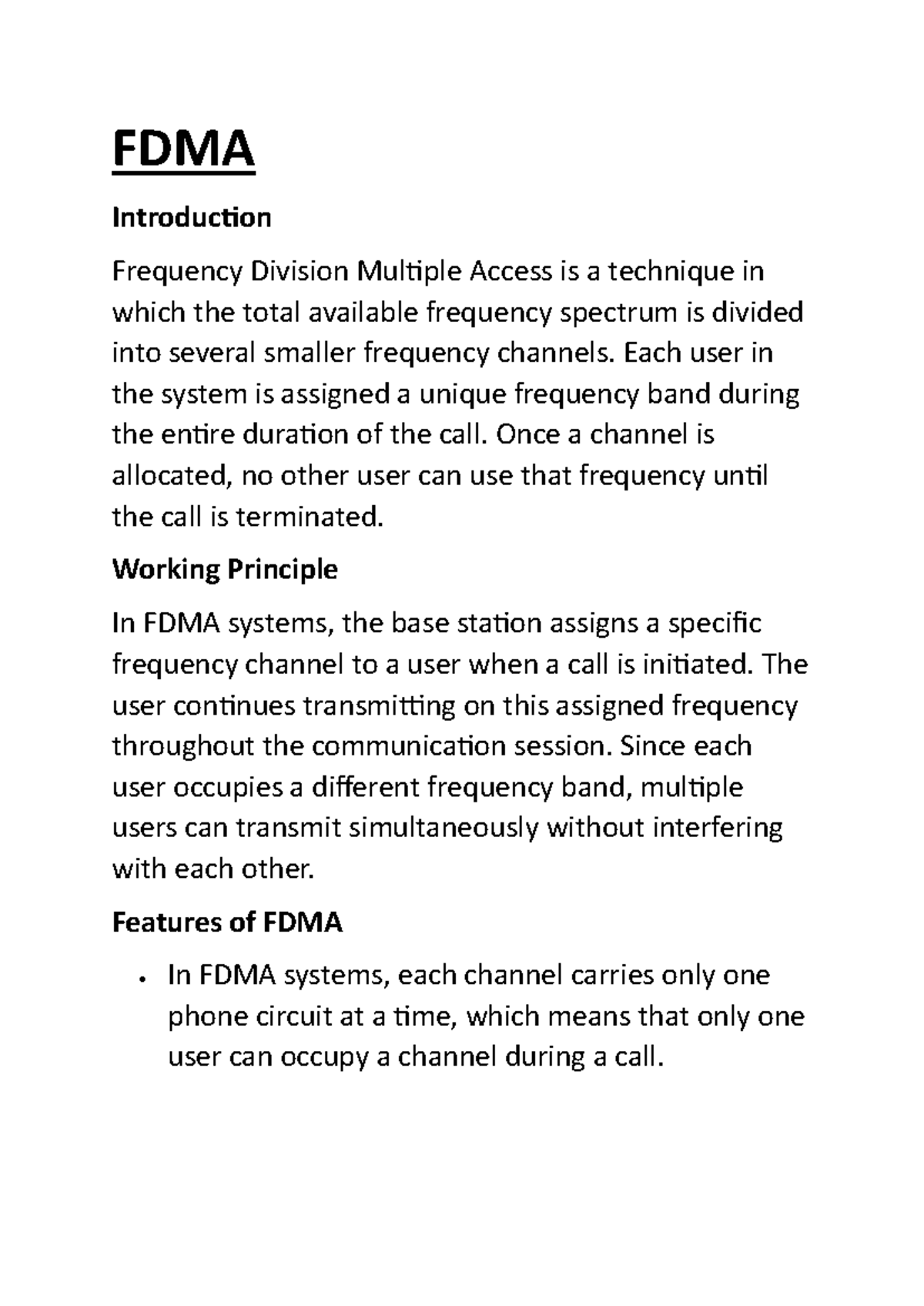 TDMA, CDMA, FDMA Overview and Comparison - Course Notes - Studocu