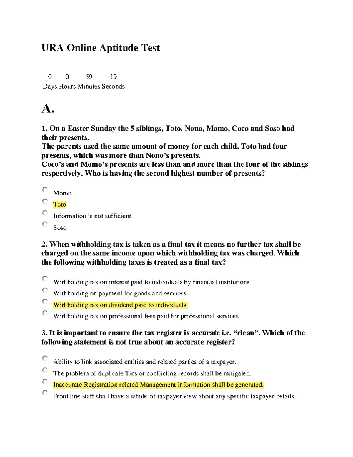 Numbers Aptitude Test Paper 1: Solved Questions and Explanations - Studocu