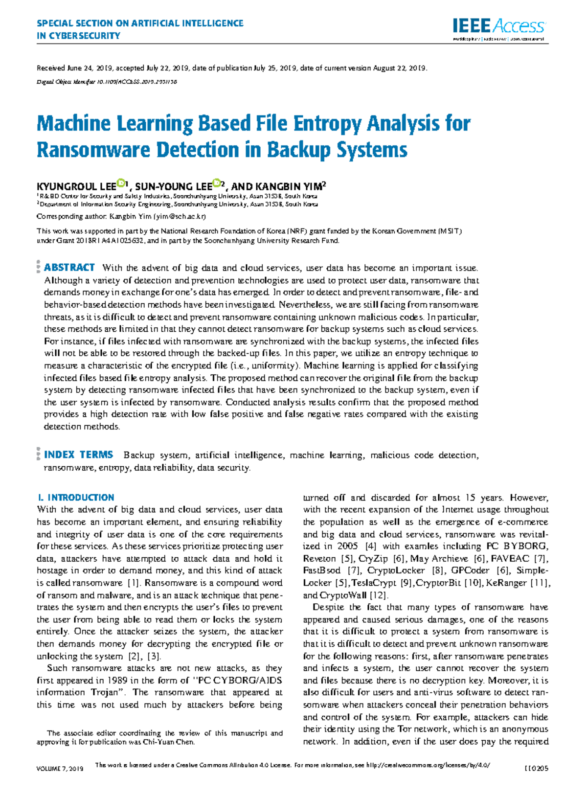 Machine Learning for Ransomware Detection in Backup Systems: Entropy ...
