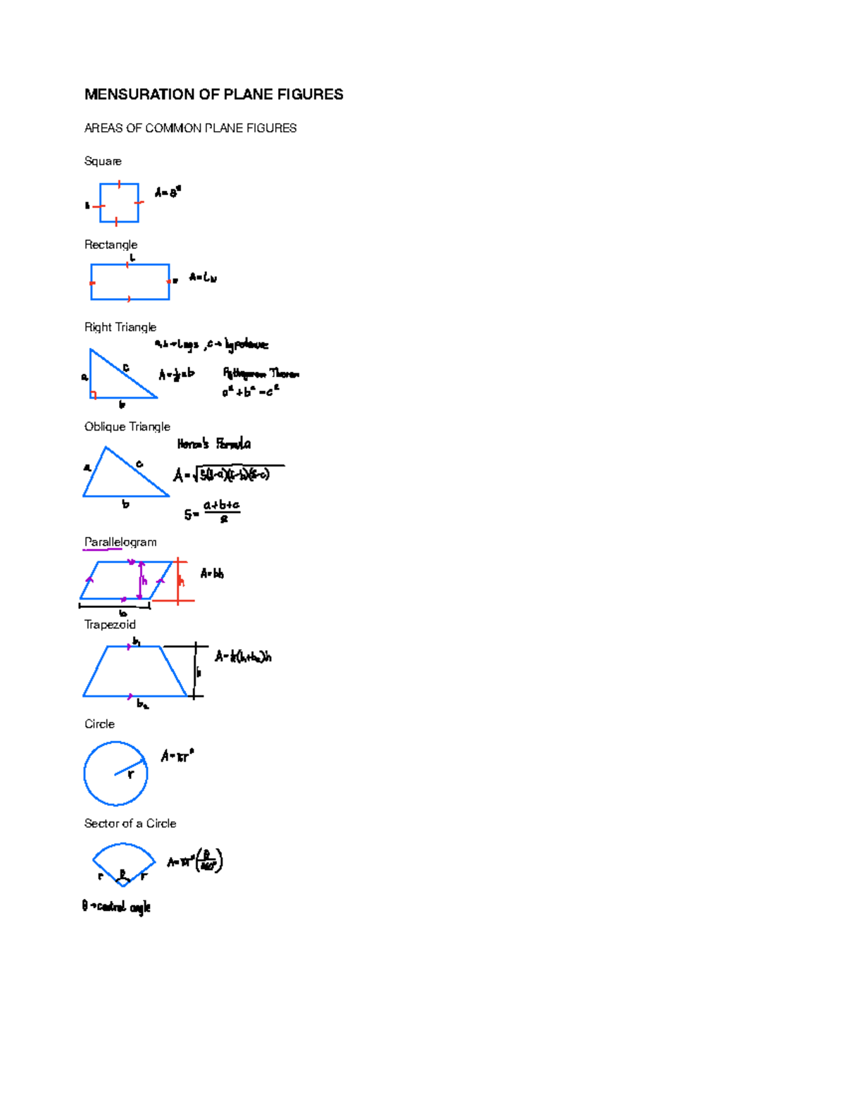 1D - Plane Geometry: Mensuration of Plane Figures and Areas - Studocu