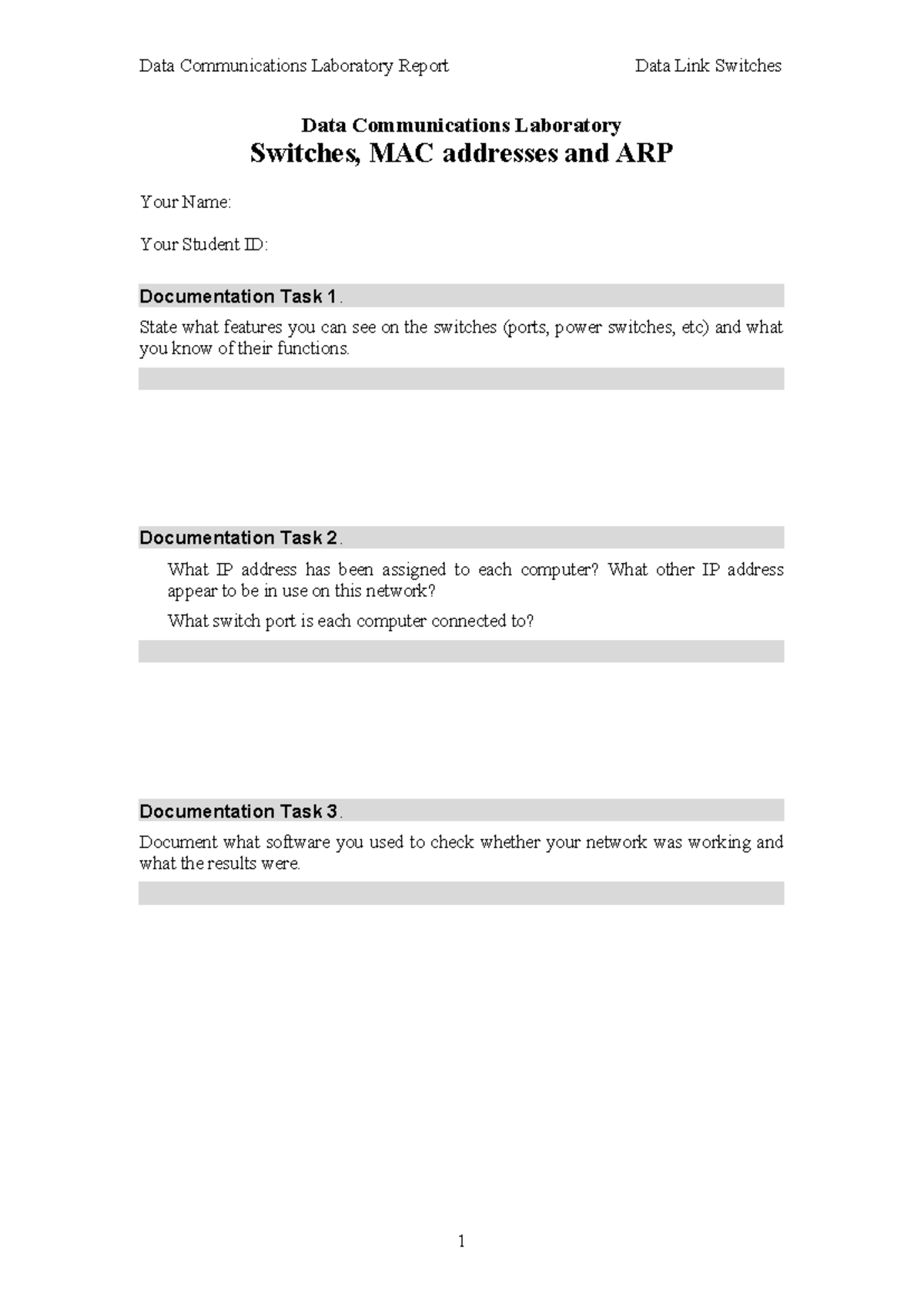 Practical - Data Link Switches (PT) - Documentation Template - Data ...
