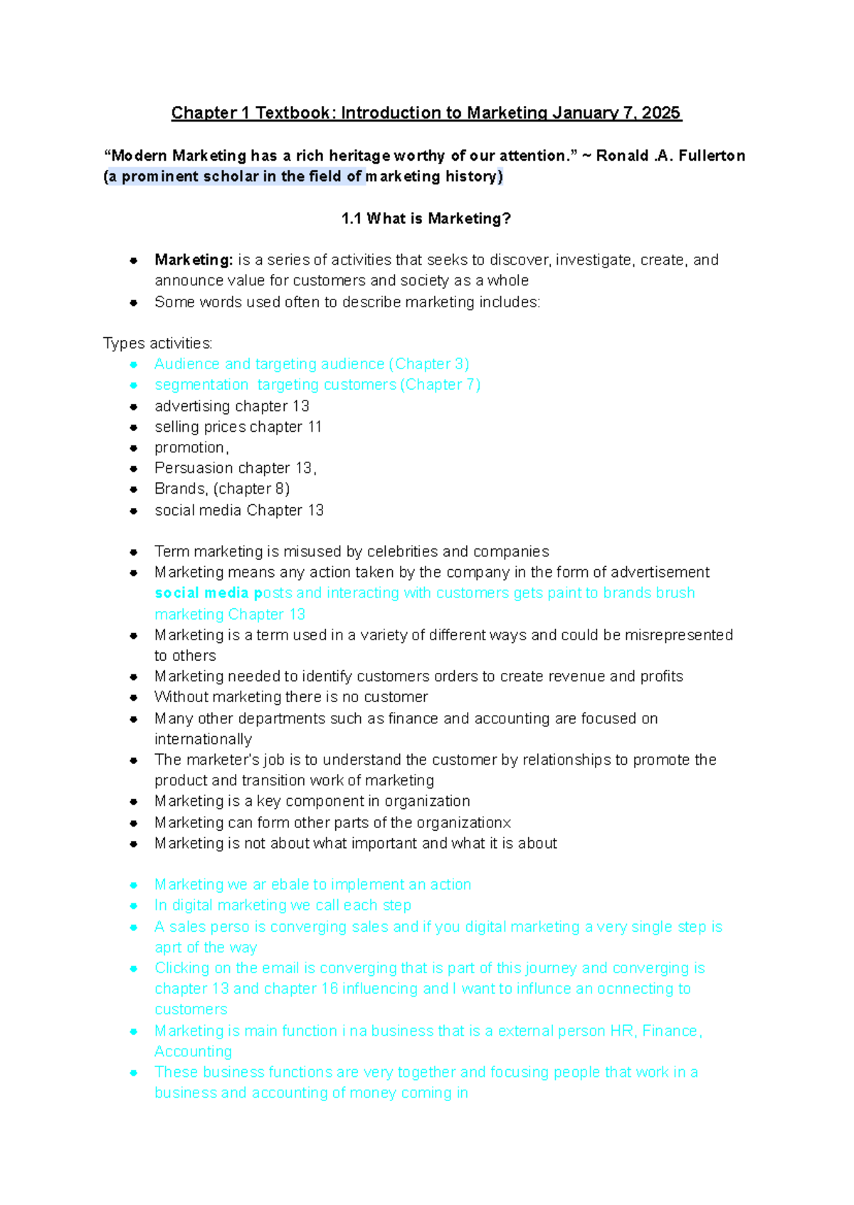 Chapter 1: Introduction to Marketing - Lecture Notes (MKT 101) - Studocu