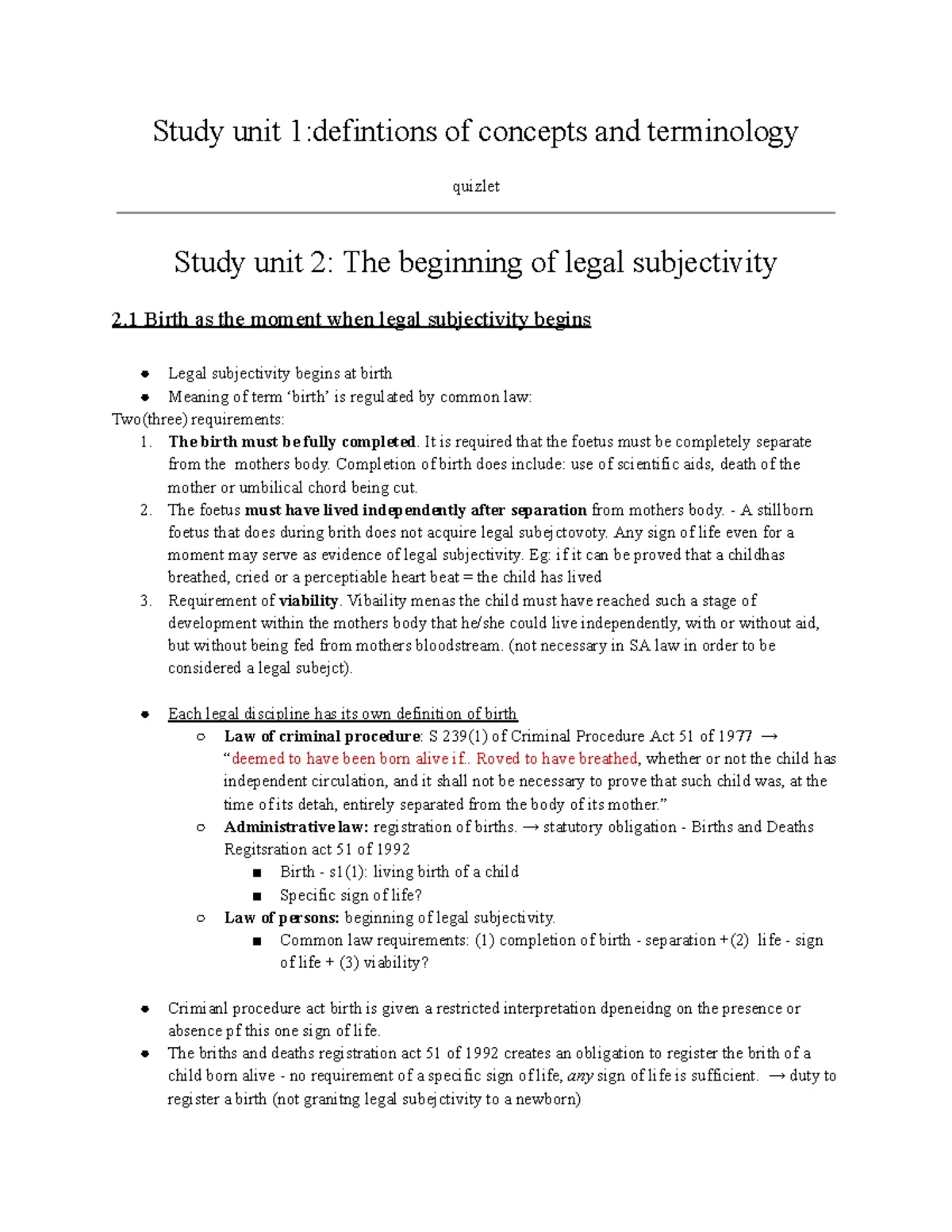 Legal Personality & Subjectivity: A Study of Private Law (Unit 2) - Studocu