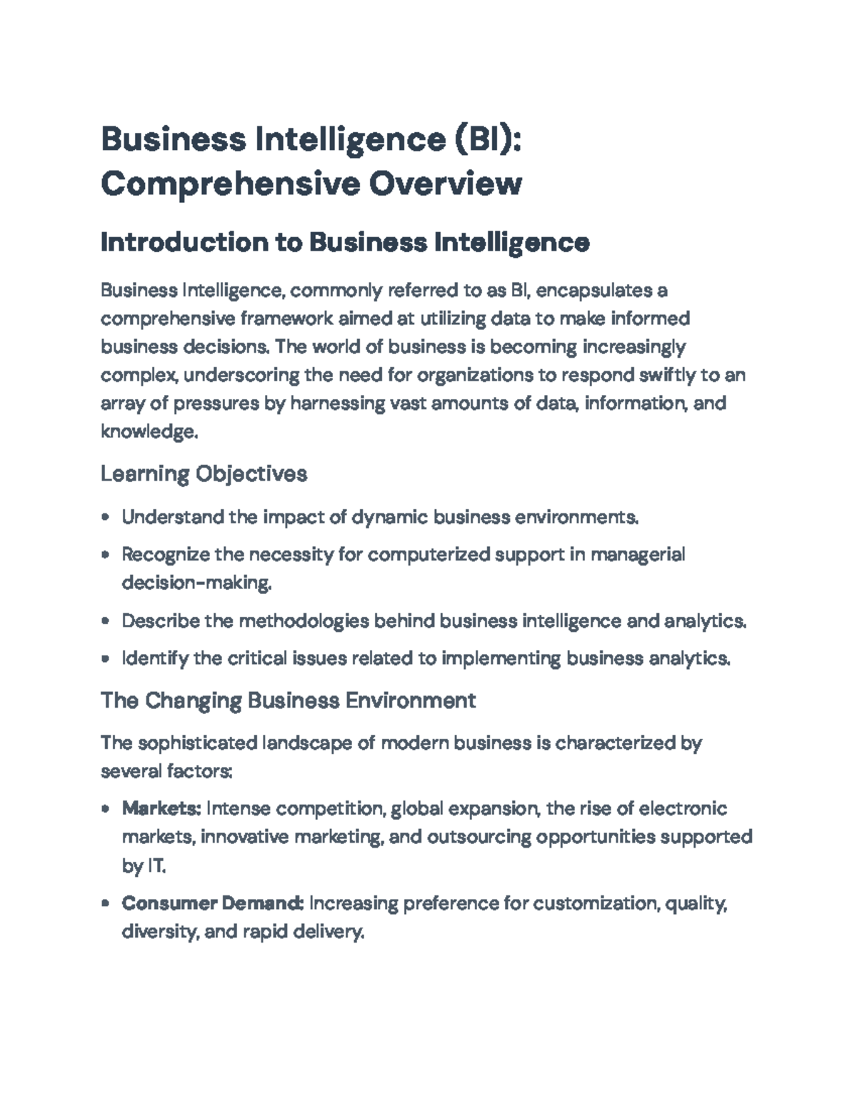 Business Intelligence (BI): Comprehensive Overview & Implementation ...