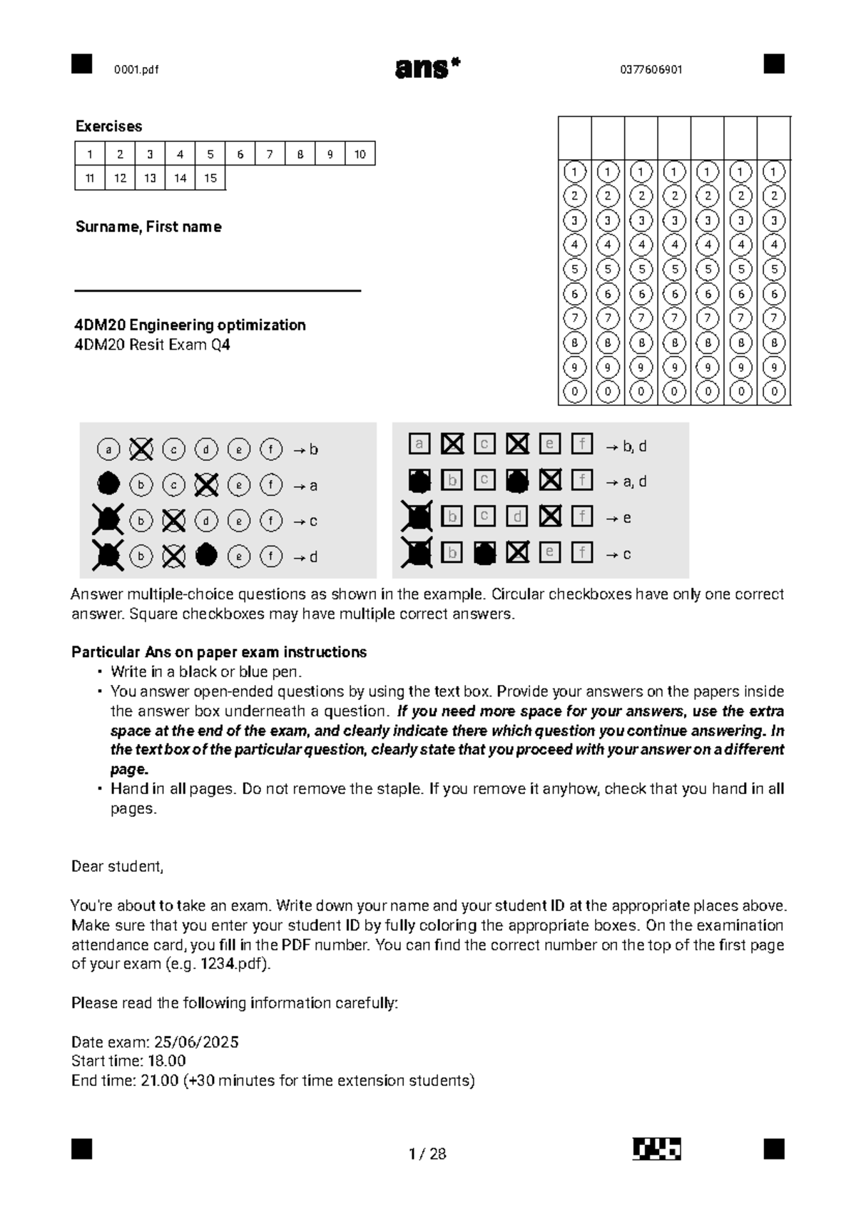 4DM20 Engineering Optimization Resit Exam Practice Questions - Studeersnel