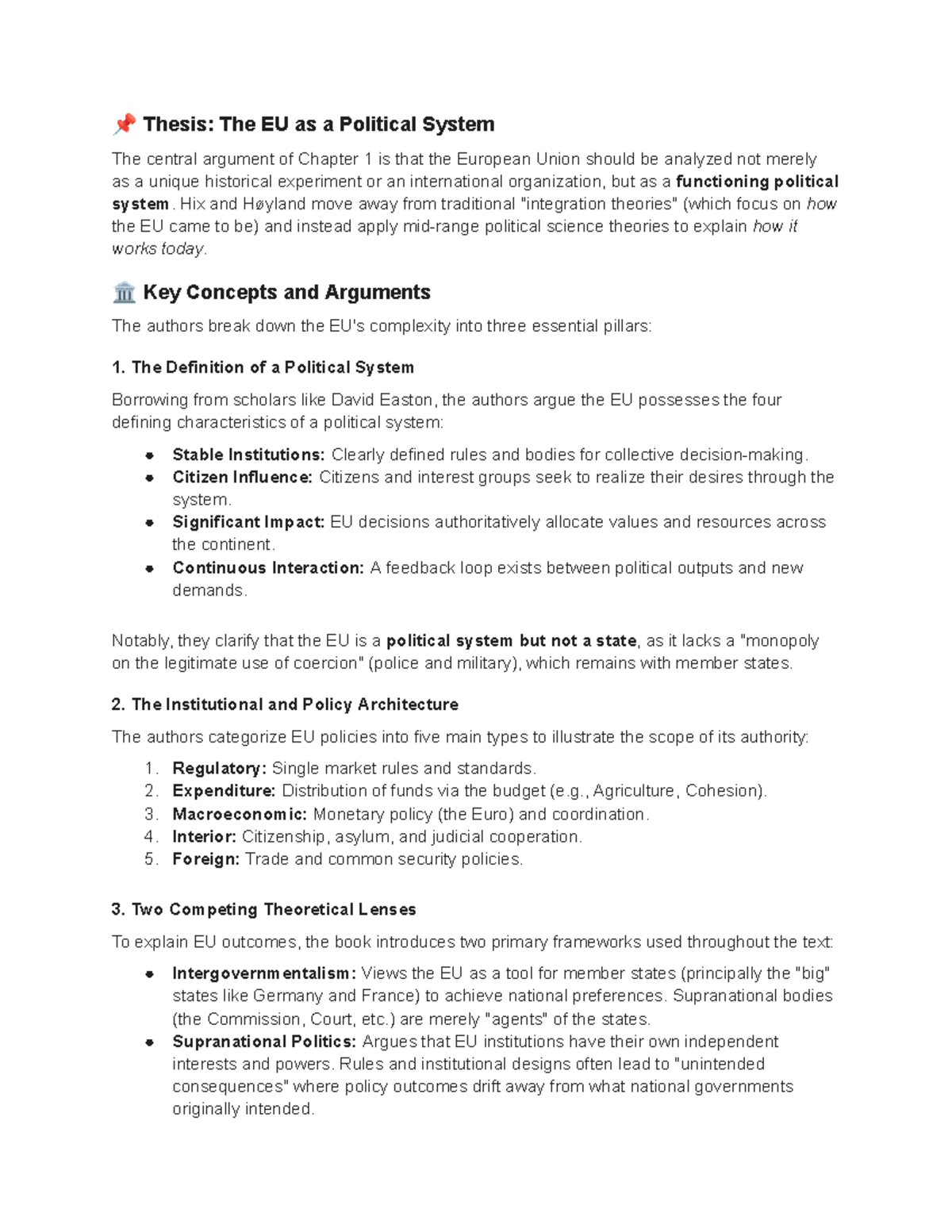 The Political System of the EU: Analyzing Hix and Høyland's Framework ...