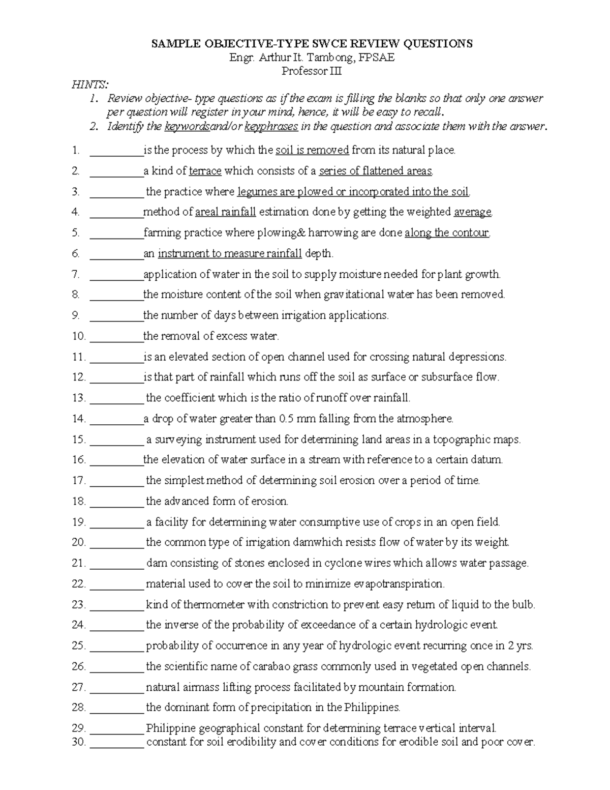 SWCE Objective Type Questions & Answers for Review & Exam Prep - Studocu