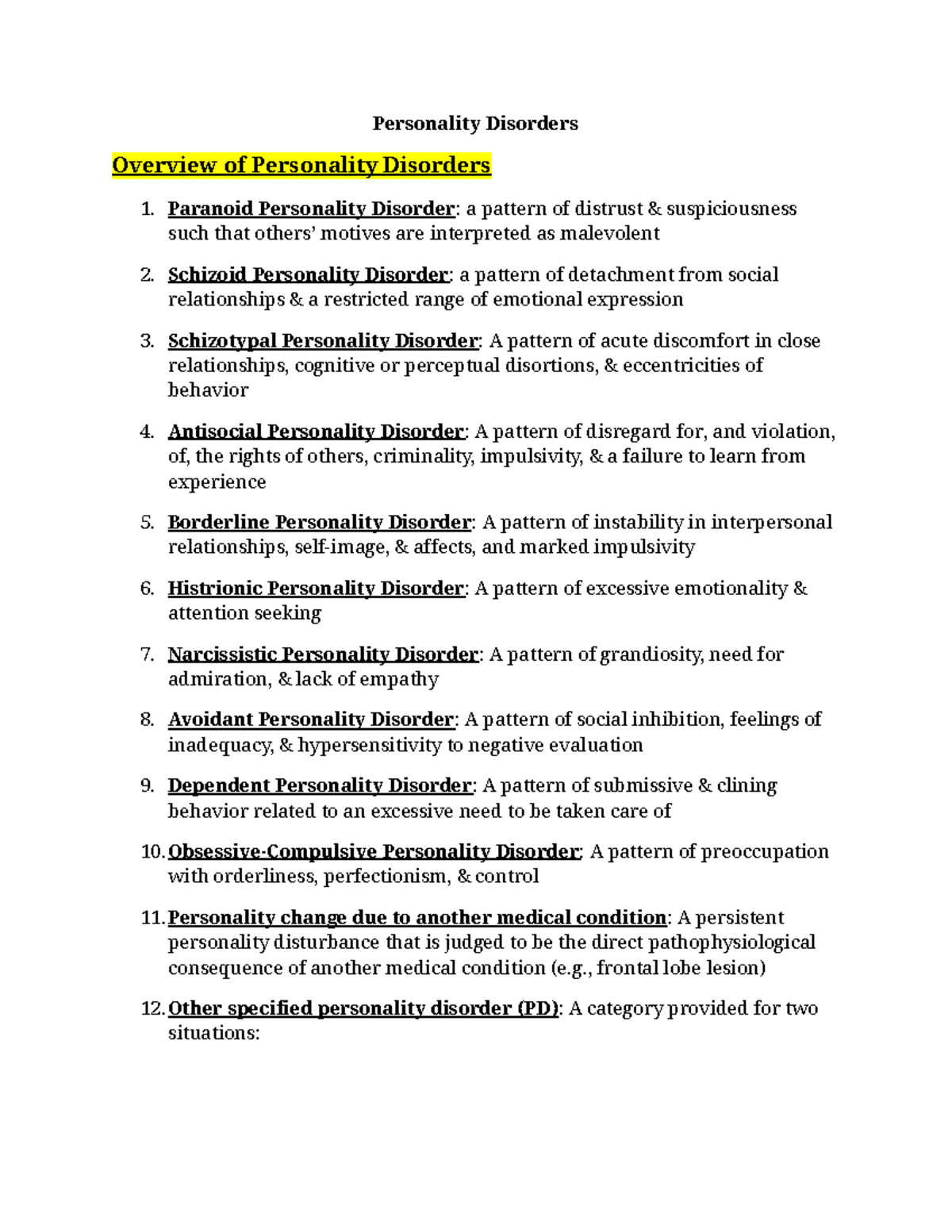 DSM-5-TR Overview of Personality Disorders and Their Criteria - Studocu