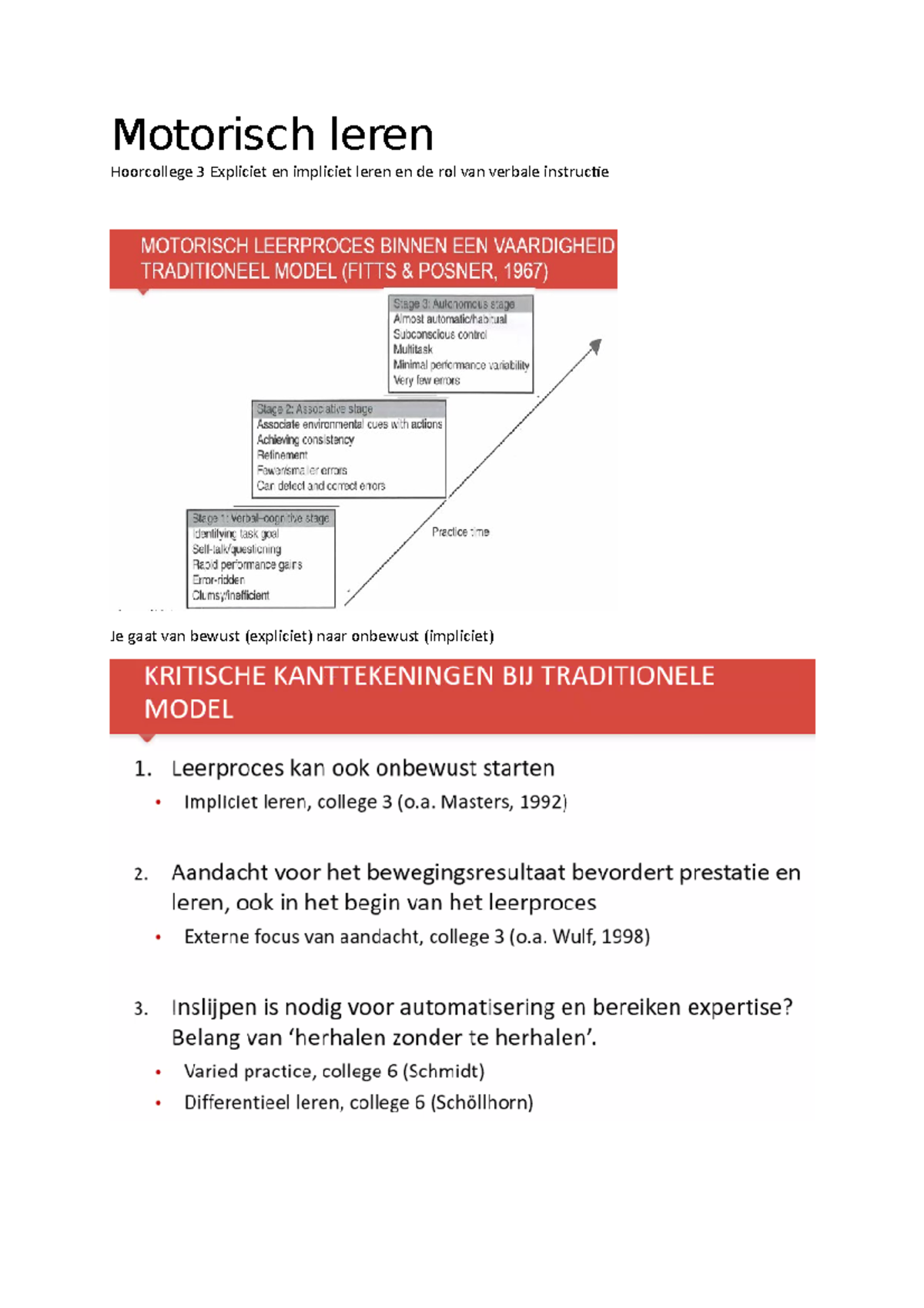 Hoorcollege 3: Expliciet vs Impliciet Leren & Verbale Instructie ...