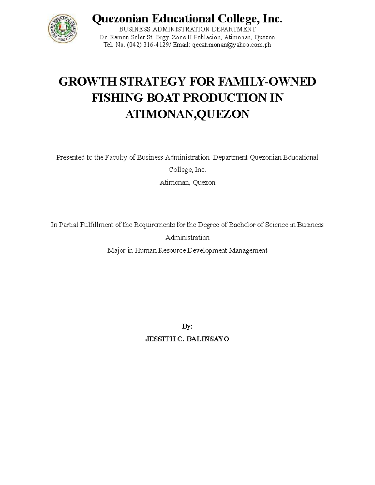 Growth Strategy for Fishing Boat Production in Atimonan, Quezon ...
