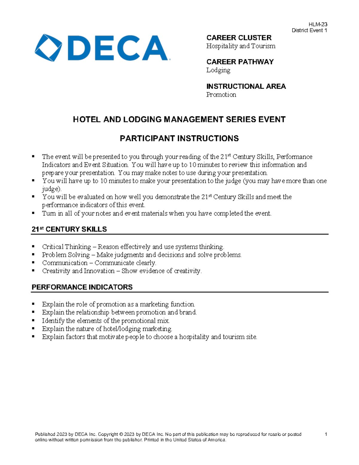 District Event 1: Hotel & Lodging Management Series Presentation ...