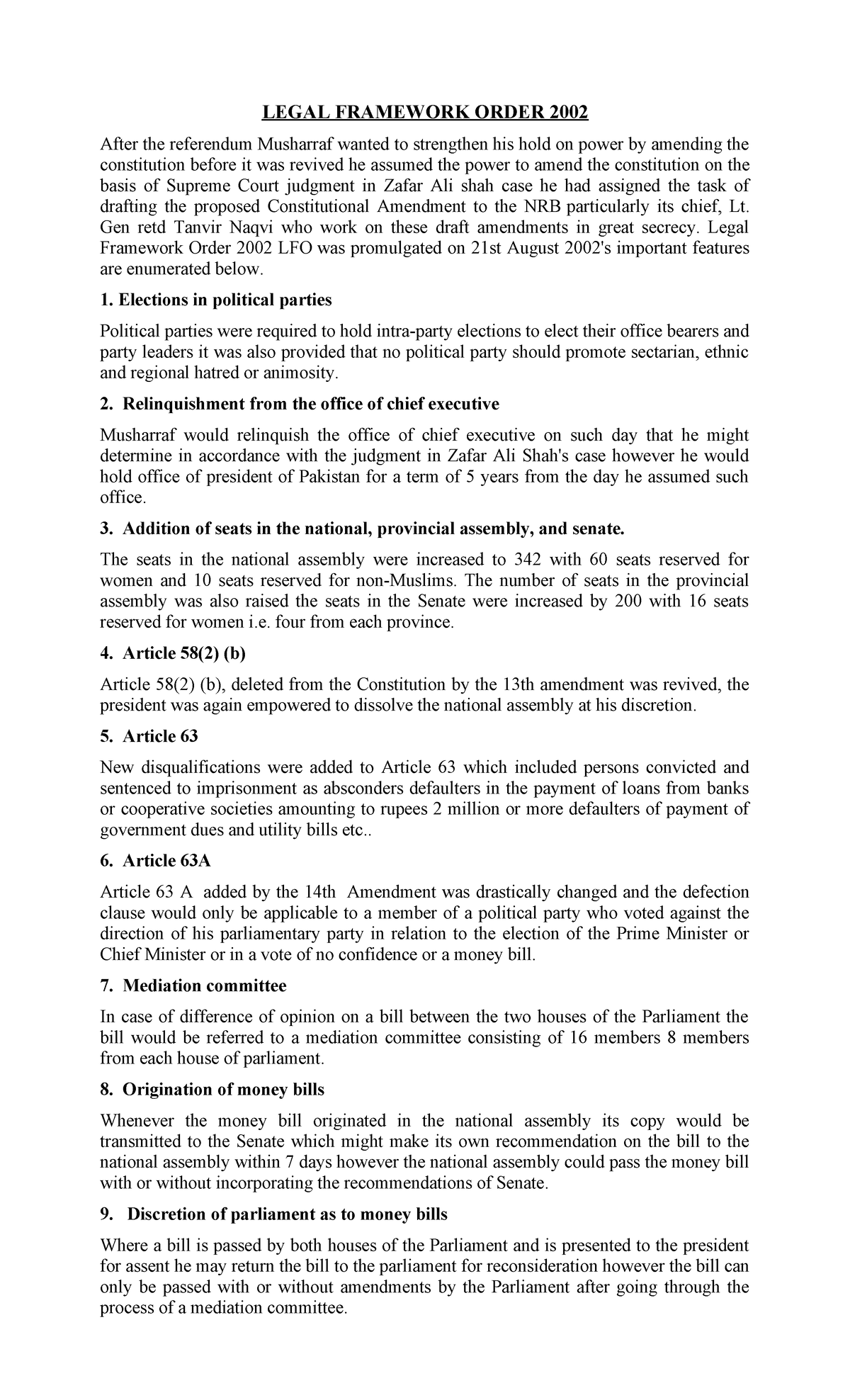 Legal Framework Order 2002: Key Features and Constitutional Amendments ...