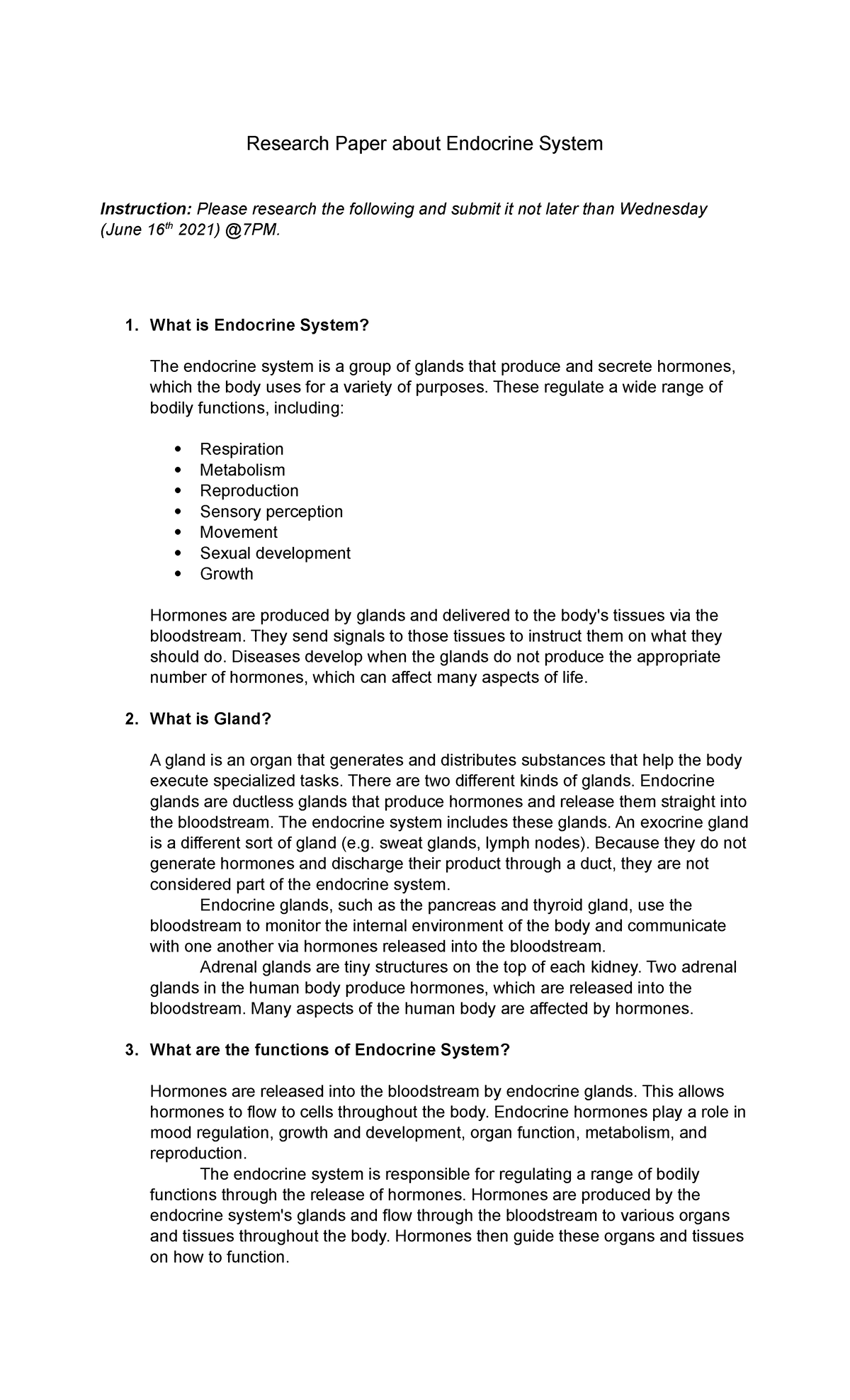 Endocrine System Overview: Functions, Parts & Disorders Analysis - Studocu