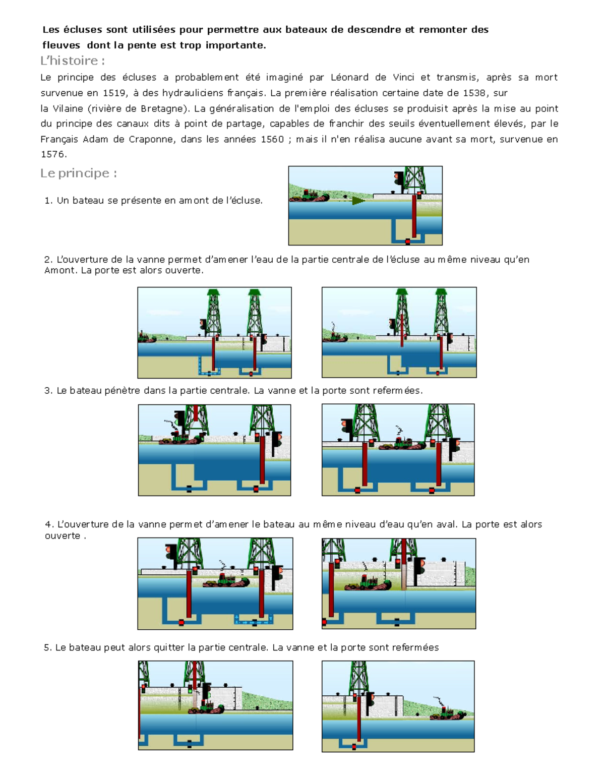 Les écluses Histoire et fonctionnement Principe ecluse Studocu — free download