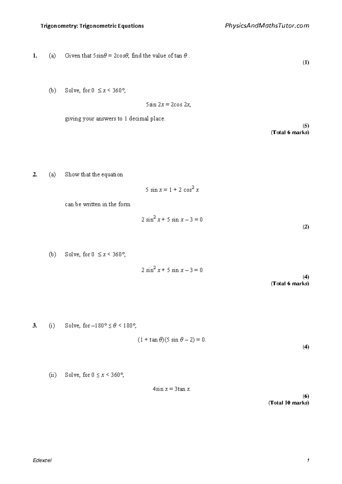 Edexcel Trigonometry: Comprehensive Guide to Trigonometric Equations ...