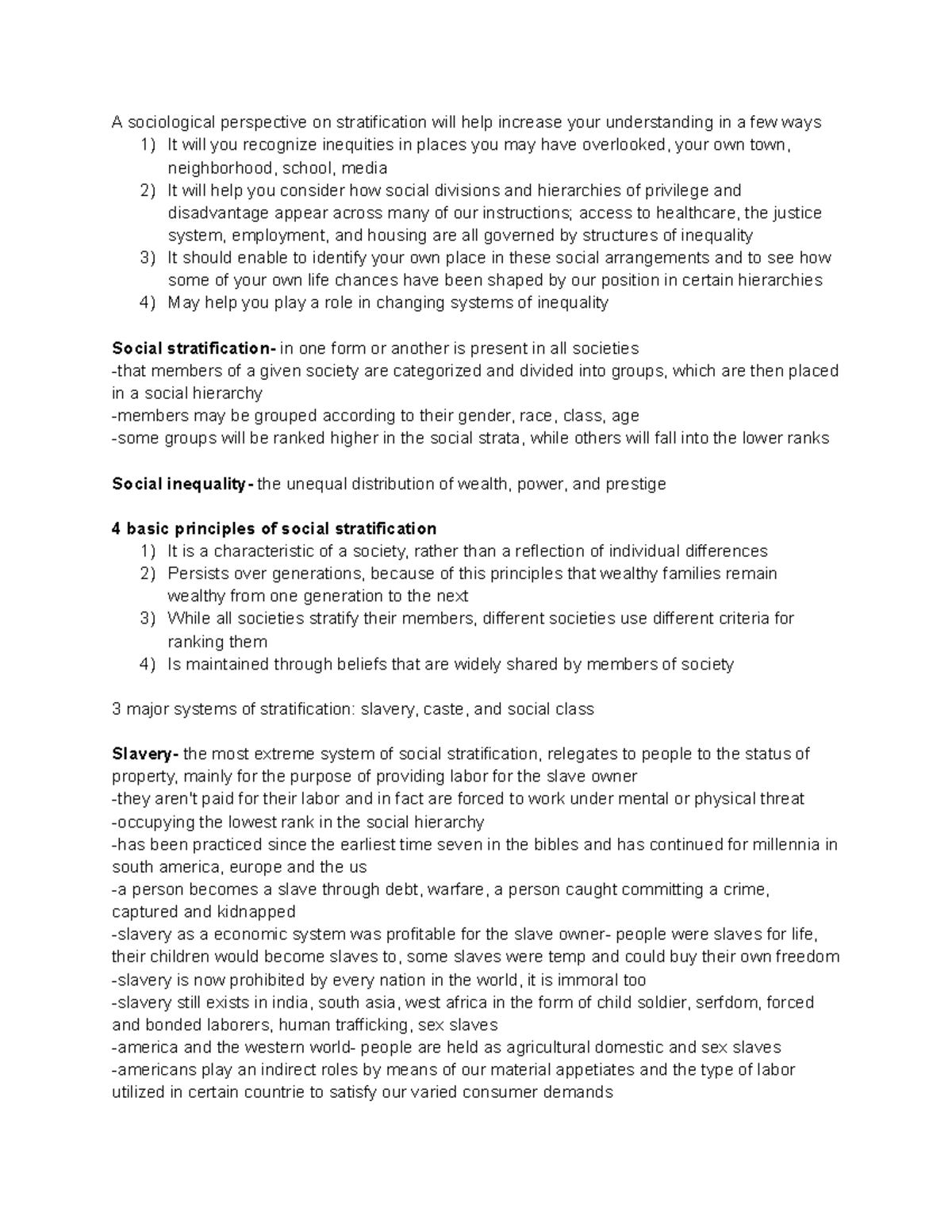 Chapter 7 Notes: Analyzing Social Stratification in Sociology - Studocu