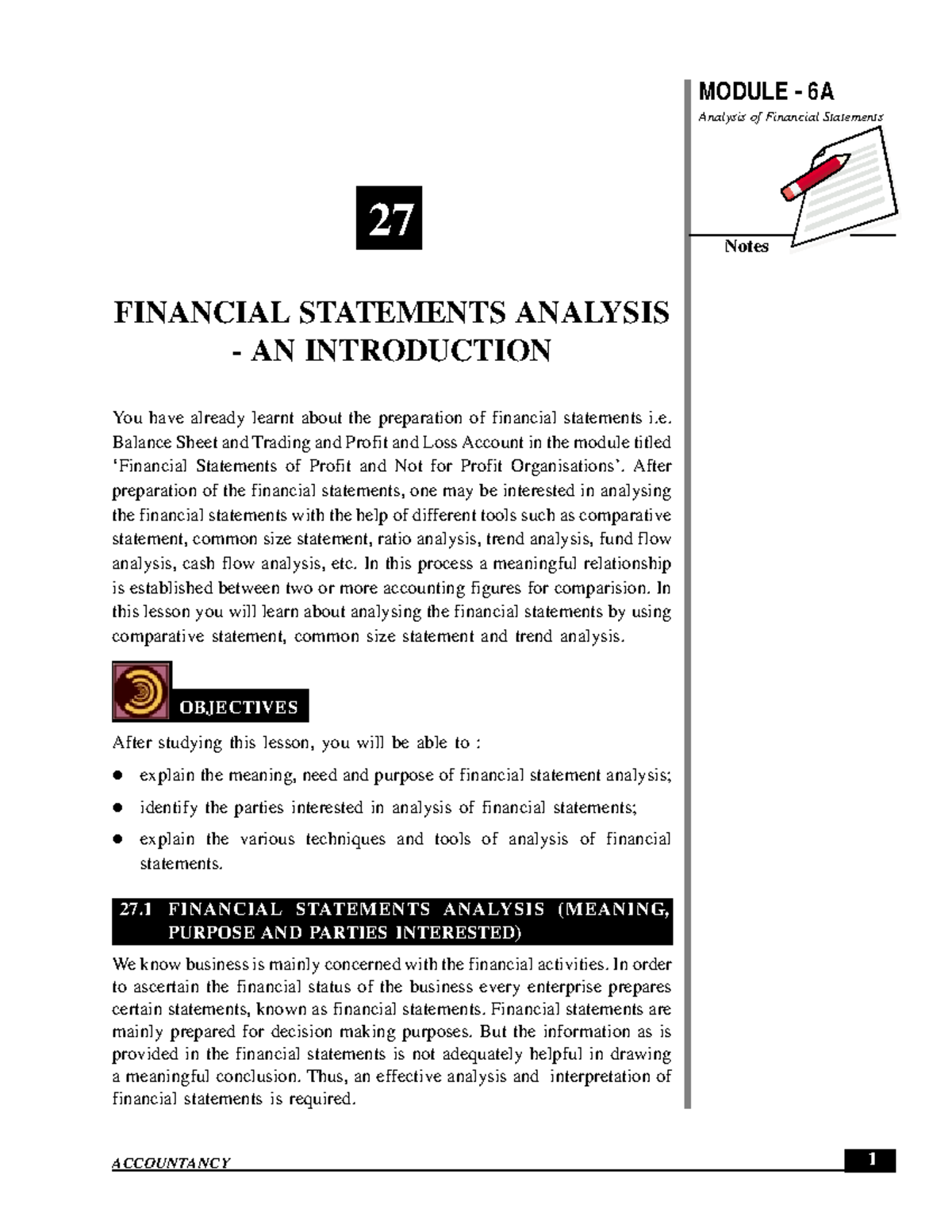 FINA 331 B - FINANCIAL STATEMENTS ANALYSIS - MODULE - 6A Analysis of ...