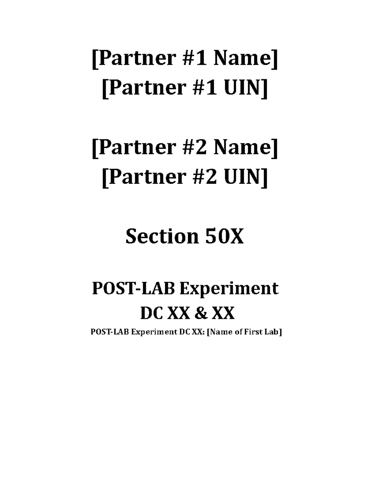 ESET 210 Post-Lab Report Template for Experiments DC XX - Studocu
