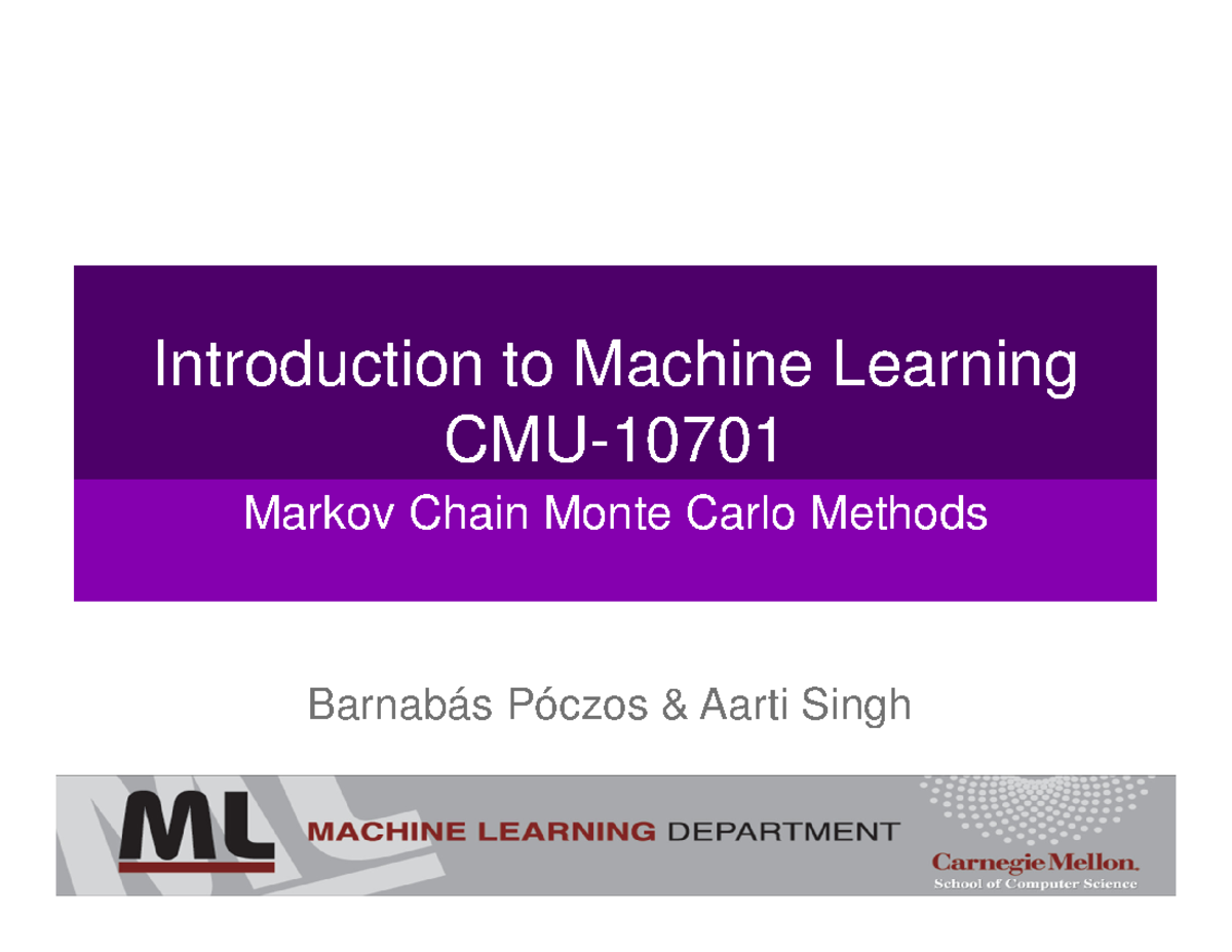 MCMC Methods in Machine Learning (Unit 5) - Overview and Applications ...