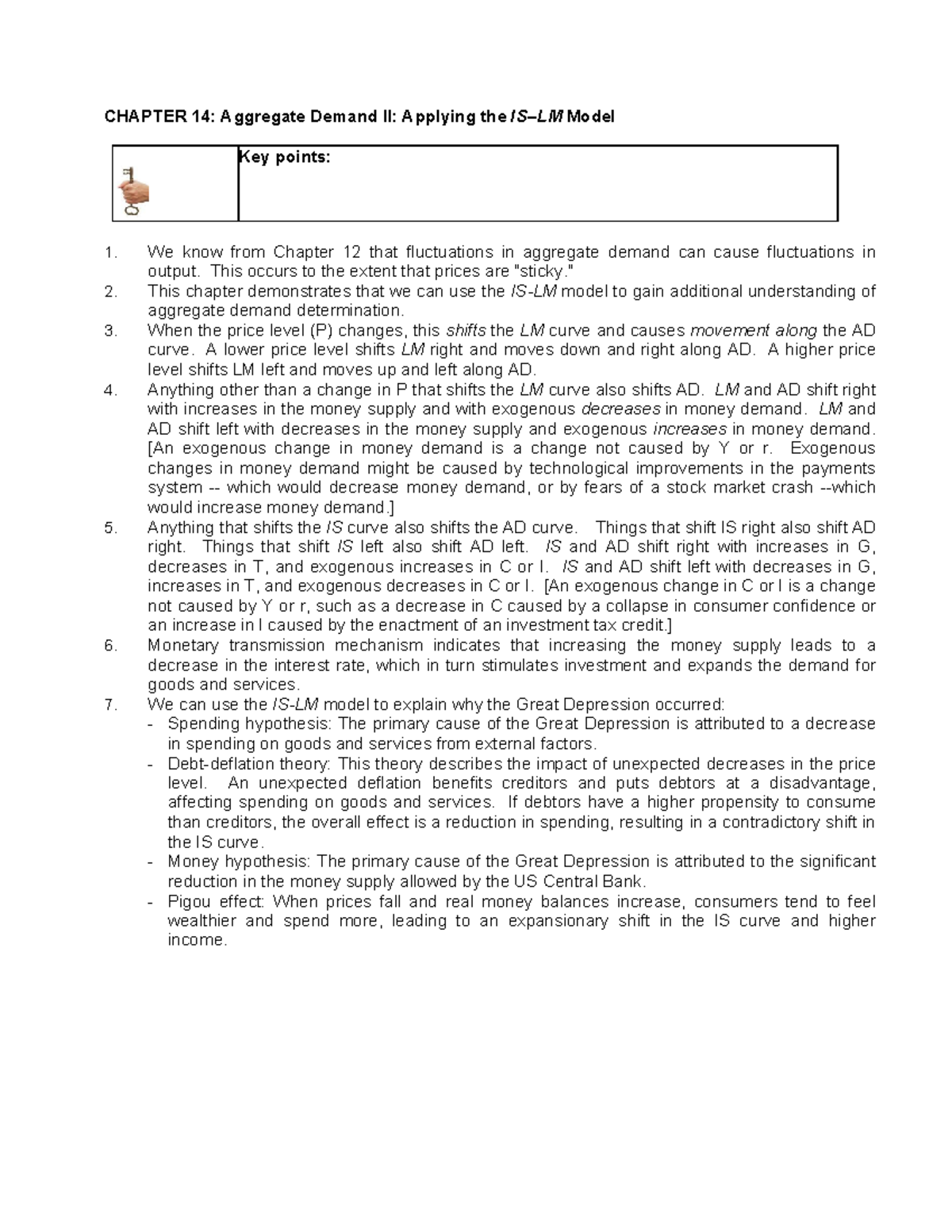 CHAPTER 14: Aggregate Demand II - Key Concepts & Insights - Studocu